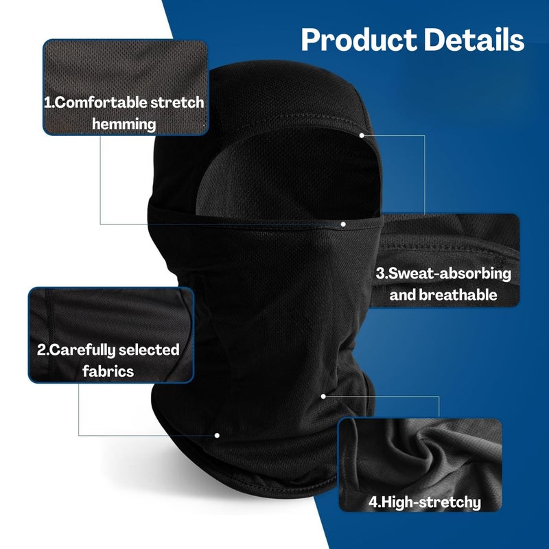 Flavizo Black Balaclava for Men, Full Face Mask for Bikers, Helmet Cover for Bike, Riding, Outdoor Ski Sports, Breathable Windproof Protective Gear for Motorcycle Riders - Image 3