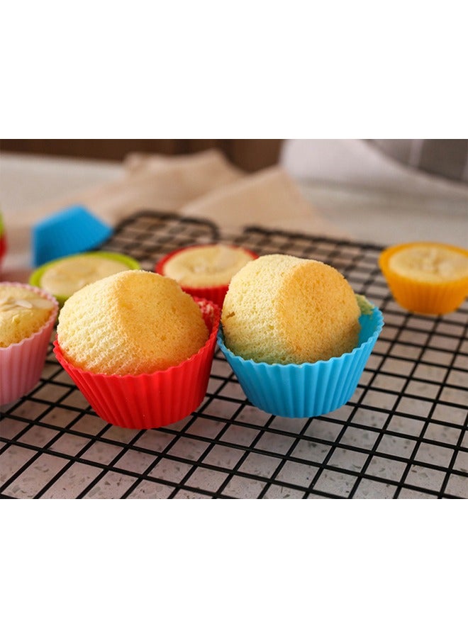 32pcs Eight Colours Silicone Muffin Cups Round Cupcake Cups 7cm Baking Mould Easy Release Silicone Cake Cups - Image 4