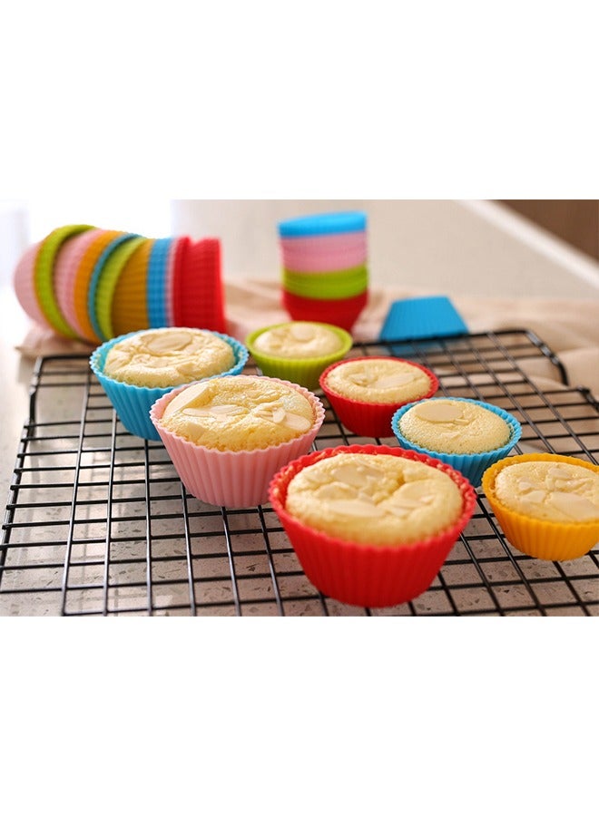 32pcs Eight Colours Silicone Muffin Cups Round Cupcake Cups 7cm Baking Mould Easy Release Silicone Cake Cups - Image 3