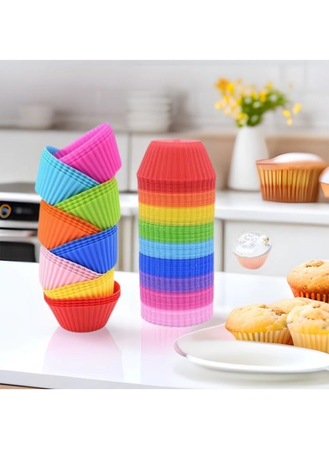 32pcs Eight Colours Silicone Muffin Cups Round Cupcake Cups 7cm Baking Mould Easy Release Silicone Cake Cups - Image 5