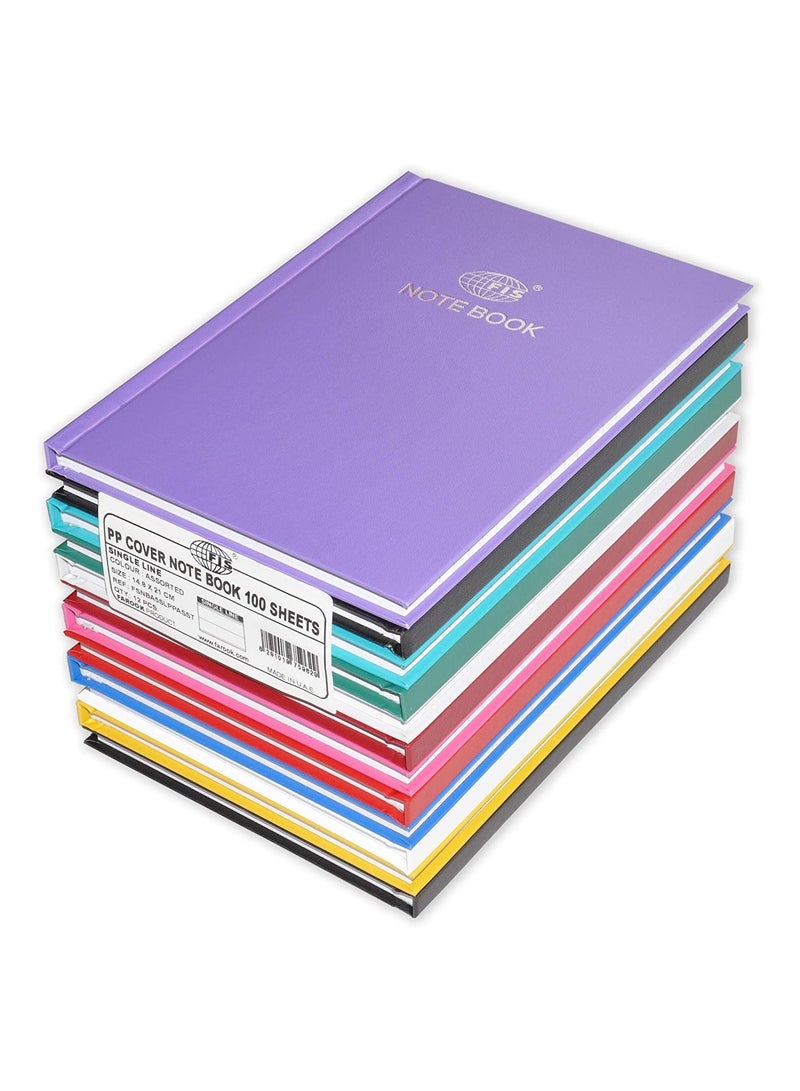 FIS 12-Piece FIS A5 PP Cover Notebook 100-Sheets Single Line, Multicolour - FSNBA5SLPPASST - Image 1