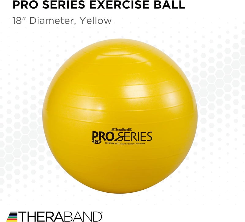 TheraBand Professional Series Yellow Exercise Ball - 45 cm Stability Ball for Athletes 4'7" to 5'0" Tall - Image 2