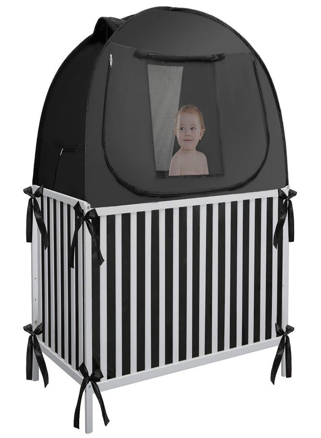 L RUNNZER Crib Blackout Cover, Breathable Blackout Crib Cover to Block 90% of Light, Portable Crib Tent Blackout for Baby Better Napping or Sleeping - Image 1
