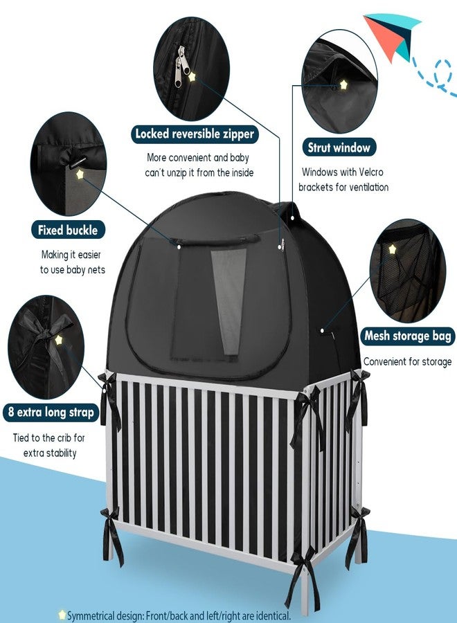 L RUNNZER Crib Blackout Cover, Breathable Blackout Crib Cover to Block 90% of Light, Portable Crib Tent Blackout for Baby Better Napping or Sleeping - Image 4