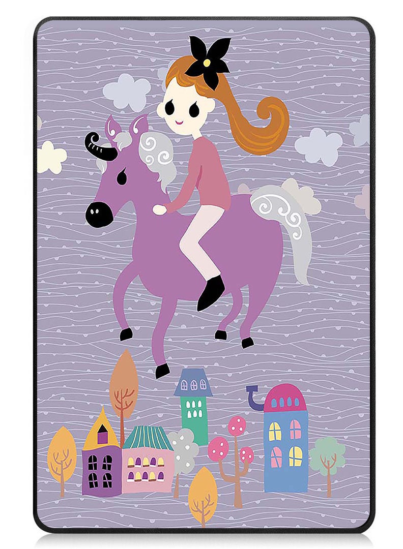 Theodor Protective Flip Case For OnePlus Pad 2 (2024) & OnePlus Pad Pro (2024) With Trifold Stand Auto Wake Sleep Shockproof Cover Riding Unicorn - Image 1