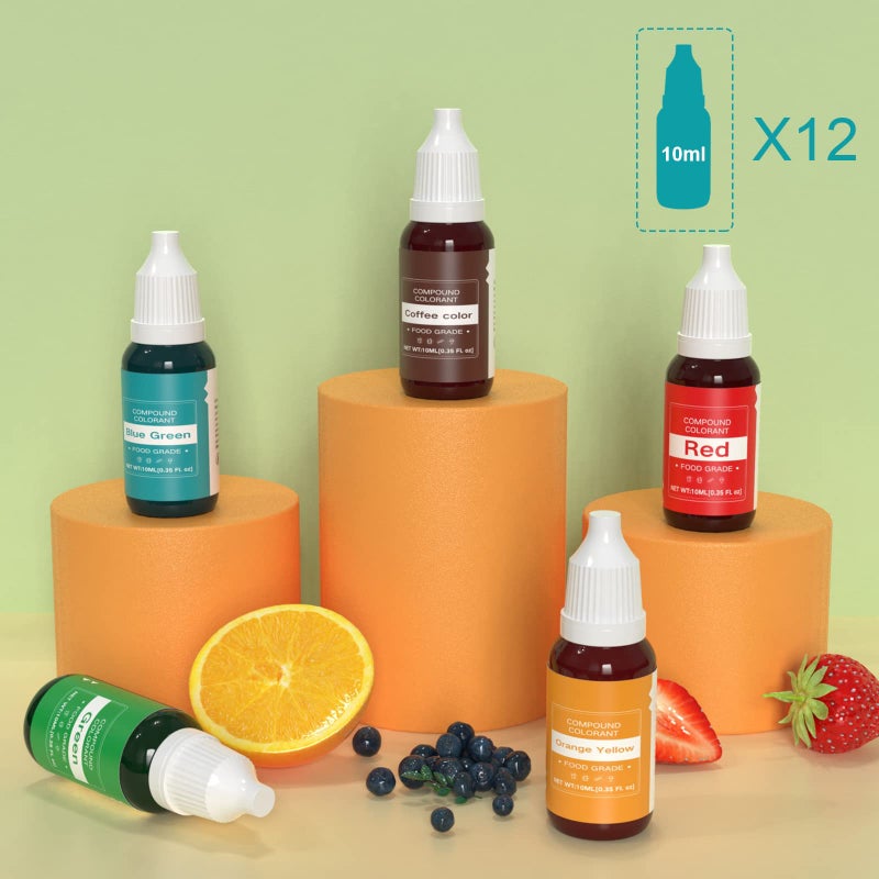 Colaele Food Coloring Liquid Easter Eggs Dye Set - 12 Color Food Grade Food Color Edible Neon Cake Food Colorant for Cake Decorating Icing Cookies Supplies Kit, Slime Coloring, Fondant, 0.35 Fl. oz/Bottles - Image 2