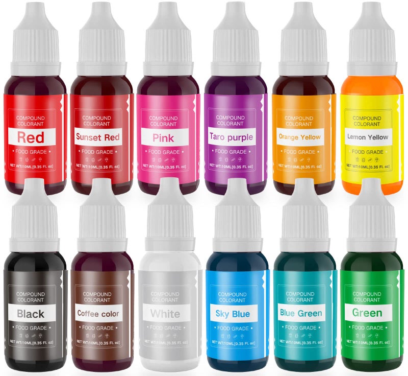Colaele Food Coloring Liquid Easter Eggs Dye Set - 12 Color Food Grade Food Color Edible Neon Cake Food Colorant for Cake Decorating Icing Cookies Supplies Kit, Slime Coloring, Fondant, 0.35 Fl. oz/Bottles - Image 1