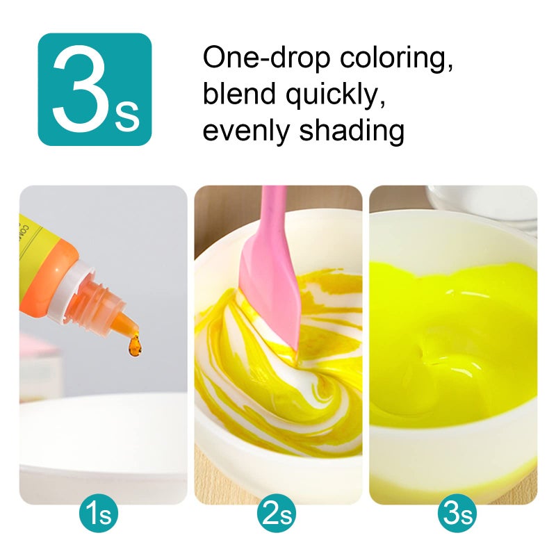 Colaele Food Coloring Liquid Easter Eggs Dye Set - 12 Color Food Grade Food Color Edible Neon Cake Food Colorant for Cake Decorating Icing Cookies Supplies Kit, Slime Coloring, Fondant, 0.35 Fl. oz/Bottles - Image 3
