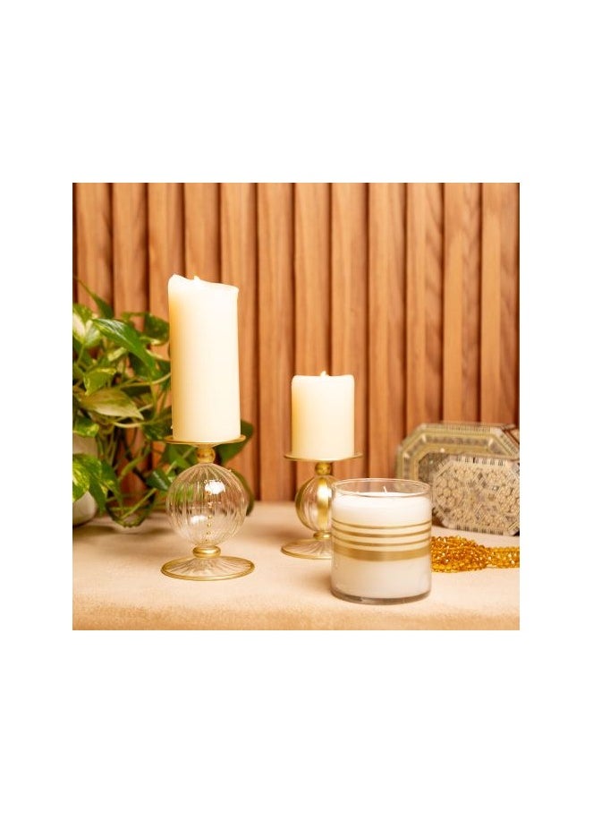 Generic - Golden Stripes GLASS CANDLES, Scented Candles - Image 1