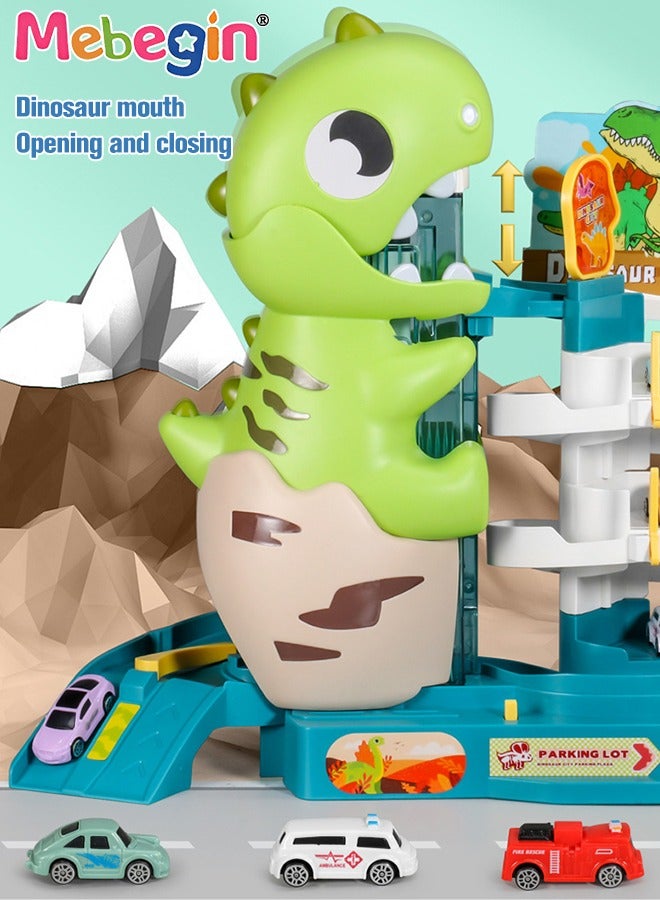 MEBEGIN Parking Lot Car Garage Vehicle Playsets,Dinosaur Shape with Sound Light Include 6 Mini Cars and Map, Track Play Vehicle Set Gift for 3 4 5 6 Year Old Boys Girls - Image 5