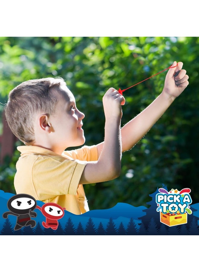 Pick A Toy - 12 Pc. Ninja Toys Set With Stretchy Flying Ninjas And Colorful Throwing Stars Slingshots, Flexible And Sticky Elastic, Fun Birthday Party Favors For Boys And Girls - Image 1
