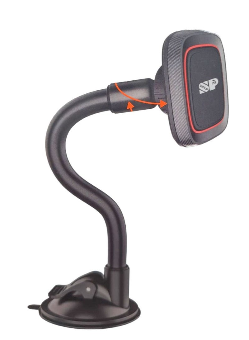 سناب حامل هاتف مغناطيسي بأرجلٍ طويلة يثبت على الزجاج الأمامي للسيارة. أسود - Image 1