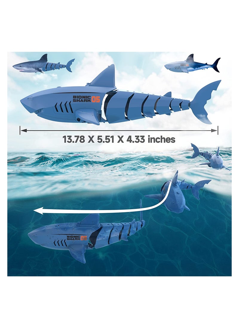 Remote Control Shark Toy for Kids Age 3-6 Rechargeable Battery Fun Swimming Pool Toy Blue  - Image 4