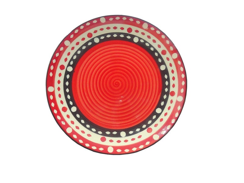 Caffeine Caffeine Ceramic Handmade Red Dotted Hand Painted Quarter Plates 7 inch Set of 1 - Image 3