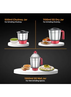 PRESTIGE Prestige Regal 750W Mixer Grinder with 3 stainless-steel Jars|Appealing Design|Black and Red  - Image 4