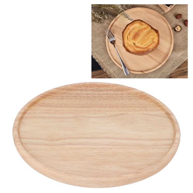 Wooden Pizza Plate: 1 Pc Unpainted Food Grade Wood, Non-toxic Eco-friendly, Multi-purpose Serving Tray - Smooth Polished Heat Resistant, Lightweight Durable Serving Dish for Home Restaurant Kitchen Us - Image 1