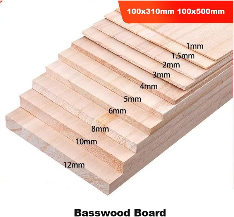 1-10Pcs Basswood Board Thickness 1mm/1.5mm/2mm/3mm/5mm/8mm/10mm for Craft DIY Project Wood Sheet DIY Handmade Model Accessories Wooden Crafts(100x310x2mm,3pcs) - Image 3