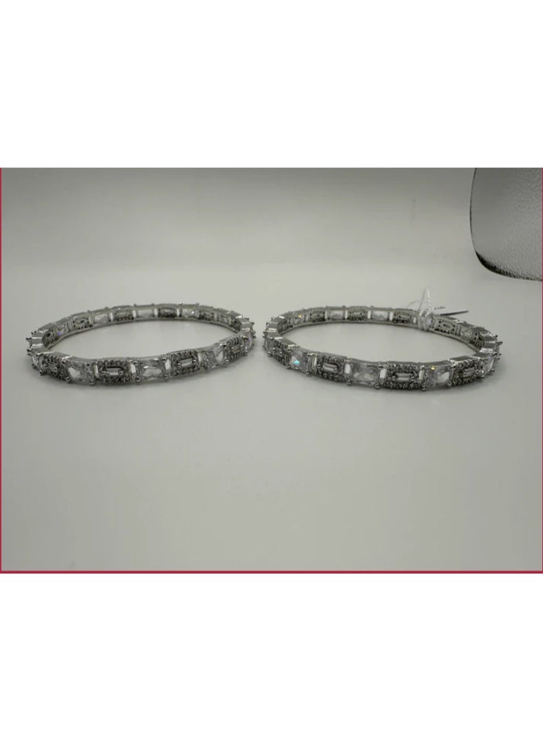 Pretty Precious 1021 Cz Classic Bangles-Size 2.4-Silver - Image 2