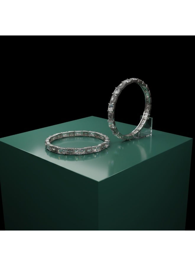 Pretty Precious 1021 Cz Classic Bangles-Size 2.4-Silver - Image 3