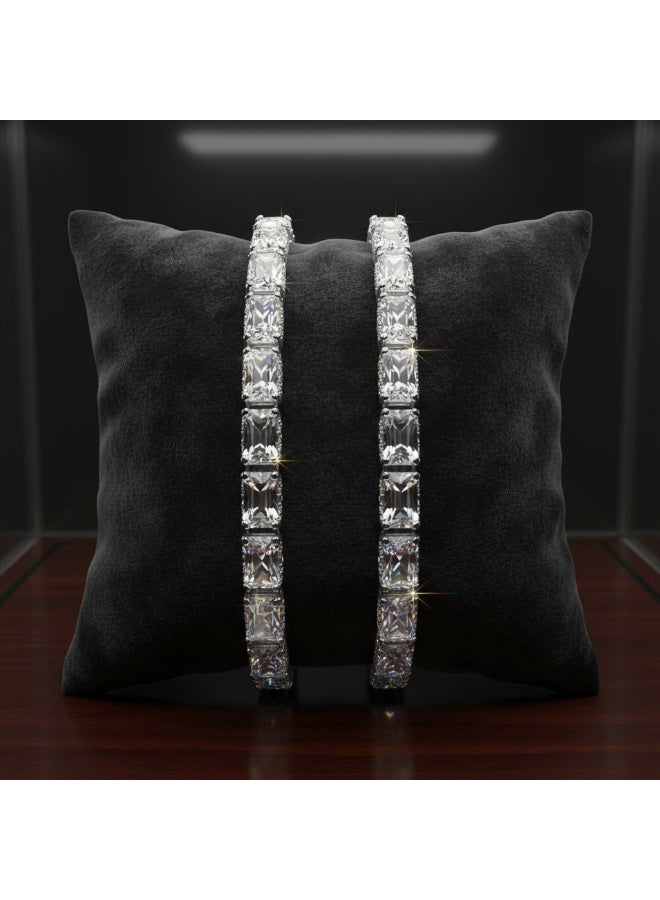 Pretty Precious 1021 Cz Classic Bangles-Size 2.4-Silver - Image 4