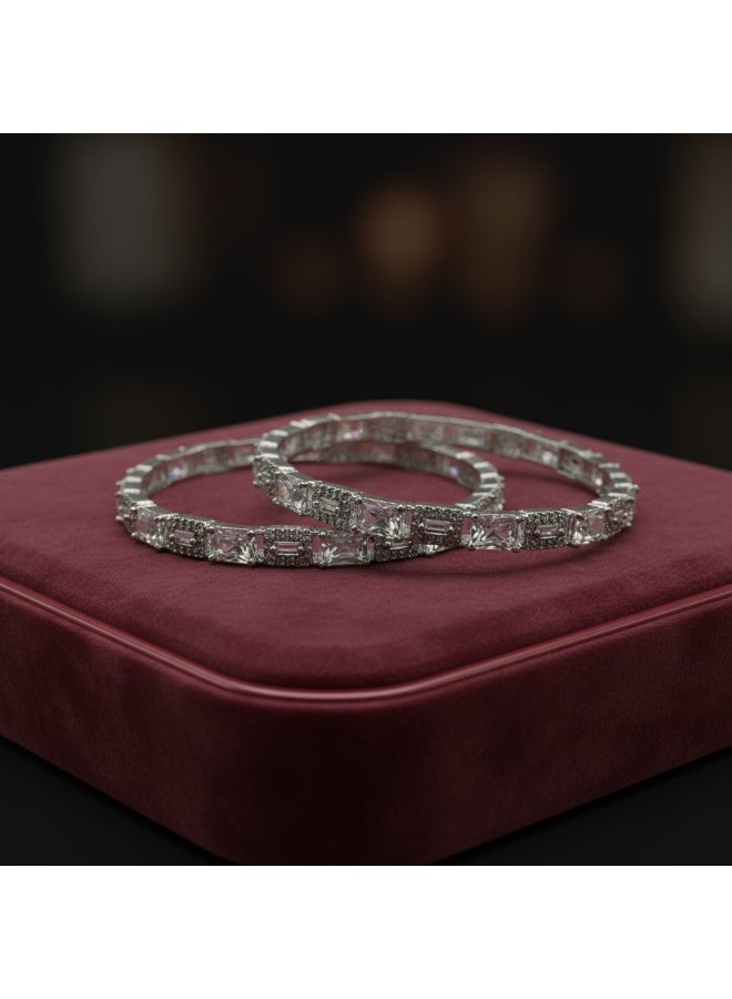Pretty Precious 1021 Cz Classic Bangles-Size 2.4-Silver - Image 5