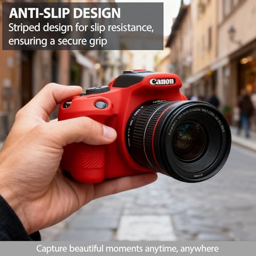 Frevyve Case for Canon EOS Rebel T7 Rebel T6 Camera, Soft Silicone Rubber Protective Camera Case Cover Accessories, Lightweight, Anti-Scratch with Button Marking for EOS Rebel T7 T6 (Red) - Image 4