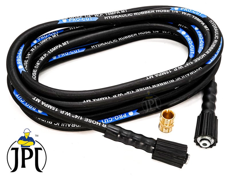 JPT Pressure Washer Hose Pipe 8 Meter Upto 2150 PSI Heavy Duty Black Molded Pipe with M22 Adaptor Compatible with JPT, STARQ, REQTECH Pressure Washer (8 Meter) - Image 2