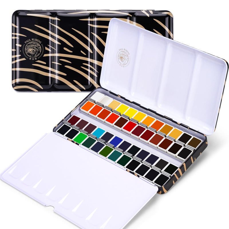 Paul Rubens Artist Watercolor Paint Set,48 Vibrant Colors in Portable Box, Great Lightfastness, Perfect Travel Professional Watercolor Set for Artists, Beginners, Adults - Image 1