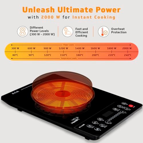 V-Guard VIC 2.0 BRE Induction Cooktop | 2000-Watt Electric Induction with up to 5 kV Surge Protection | 3-Year Coil Coverage by V-Guard | Push Button Control | Auto-Cut off | A-Grade Crystalline Glass - Image 5