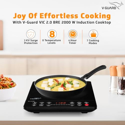 V-Guard VIC 2.0 BRE Induction Cooktop | 2000-Watt Electric Induction with up to 5 kV Surge Protection | 3-Year Coil Coverage by V-Guard | Push Button Control | Auto-Cut off | A-Grade Crystalline Glass - Image 2