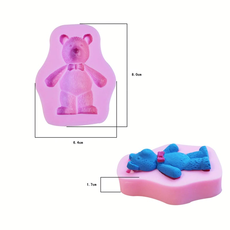 HengKe 2 Pcs 3D Cute Bear Silicone Fondant Mould Cake Mold Cookie Decor Cake Decoration Jewelry  Polymer Clay  Crafting Projects Chocolate Baking Cookie Cutter Mold Sugarcraft Decor - Image 2