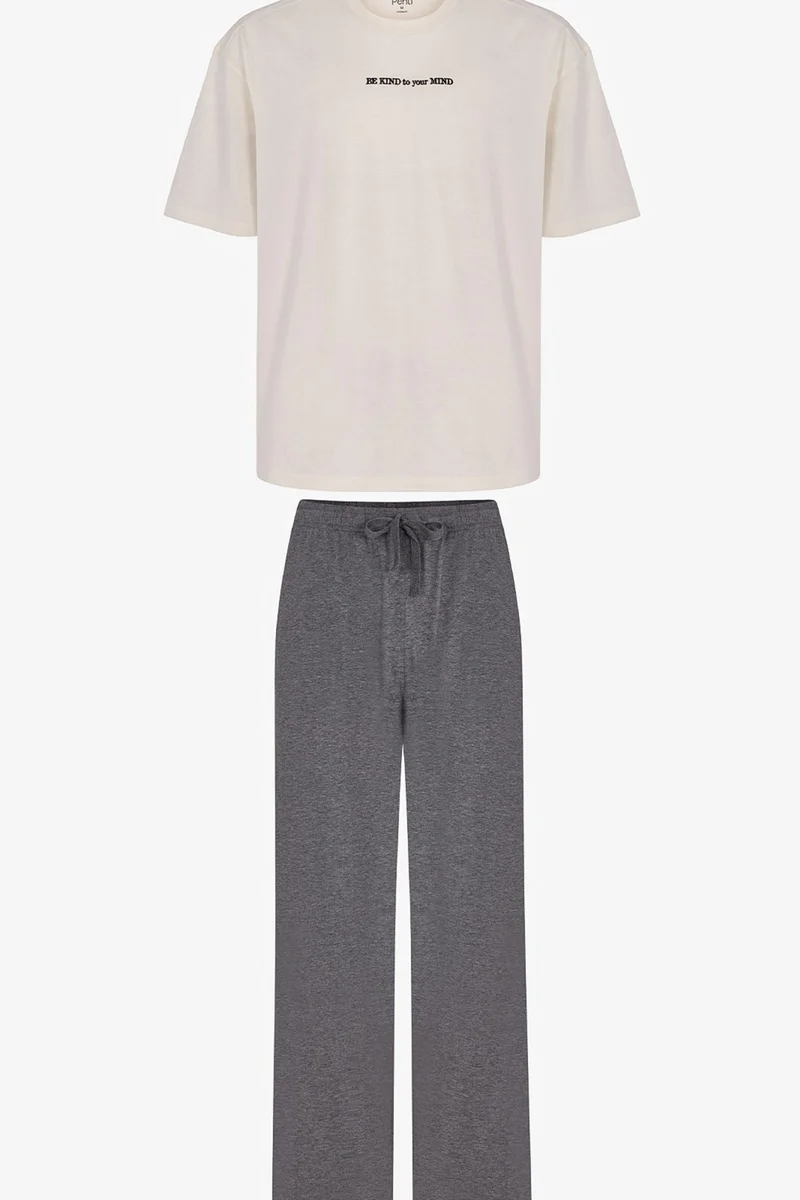 PENTI Men's Modern Stone Oversized Short Sleeve Pajama Set