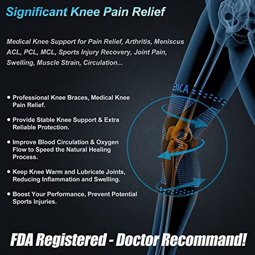 NEENCA Professional Knee Brace, Compression Knee Support with Patella Gel Pad & Side Stabilizers, Medical Knee Sleeve for Pain Relief, ACL,PCL, Meniscus, Injury Recovery, Arthritis, Sports, Workout... - Image 4