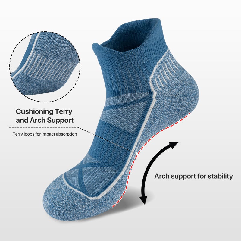 fenglaoda Compression Ankle Socks for Women & Men 6 Pairsâ€“ Low Cut Running Socks with Arch Support, Cushioned Sole & Heel Tab - Image 4