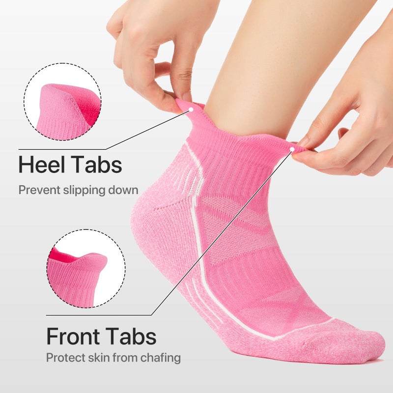 fenglaoda Compression Ankle Socks for Women & Men 6 Pairsâ€“ Low Cut Running Socks with Arch Support, Cushioned Sole & Heel Tab - Image 5