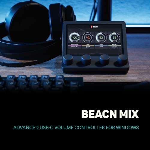 BEACN Mix - USB C Windows Audio Controller with a Beautiful 5” Color Display and 4 Smooth Push-Button encoders for Streaming, Gaming, Podcasting, and Work from Home Applications (Dark) - Image 2