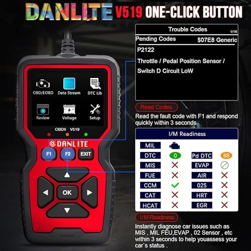 DANLITE TOOLS TECHNICIAN V519 OBD -II SCANNER WITH BS6 BIKE CABLE (KIT) (V519 OBD-II AND SCANE CABLE) - Image 4