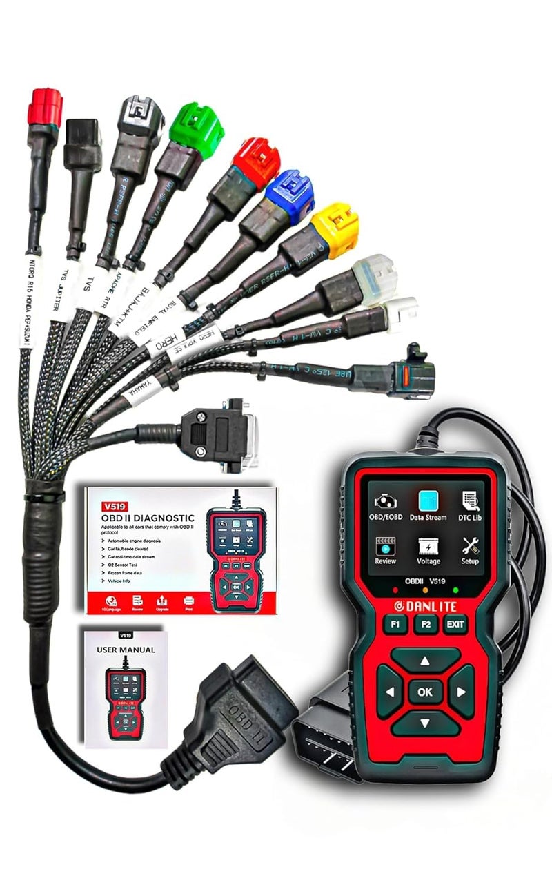 DANLITE TOOLS TECHNICIAN V519 OBD -II SCANNER WITH BS6 BIKE CABLE (KIT) (V519 OBD-II AND SCANE CABLE) - Image 1