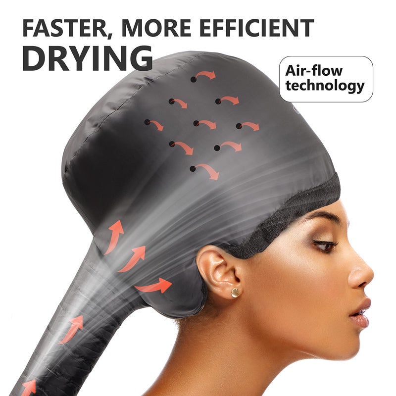 Granteva Hooded Hair Dryer w/A Headband Integrated That Reduces Heat Around Ears & Neck - Hair Dryer Hooded Diffuser Cap for Curly, Speeds Up Drying Time, Safety Deep Conditioning At Home - Portable, Large - Image 3