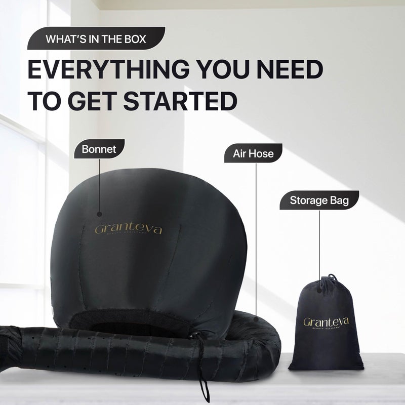 Granteva Hooded Hair Dryer Attachment w/A Headband Integrated That Reduces Heat Around Ears & Neck - Hair Dryer Hooded Diffuser Cap for Curly, Speeds Up Drying Time, Deep Conditioning At Home - Portable, Large - Image 5