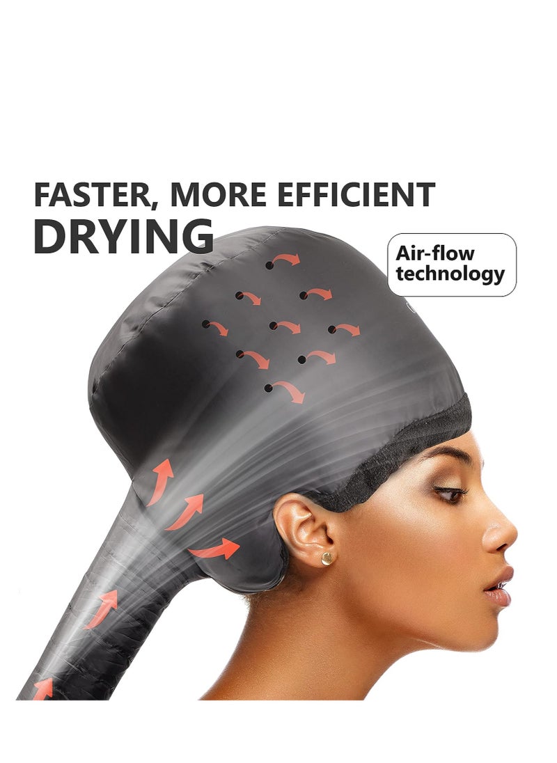 Granteva - Hooded Hair Dryer w/A Headband Integrated That Reduces Heat Around Ears & Neck - Hair Dryer Hooded Diffuser Cap for Curly, Speeds Up Drying Time, Safety Deep Conditioning at Home - Portable, Large - Image 1