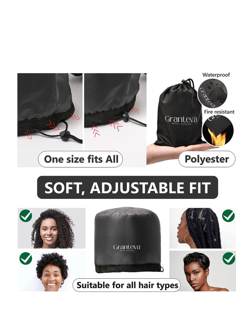 Granteva - Hooded Hair Dryer w/A Headband Integrated That Reduces Heat Around Ears & Neck - Hair Dryer Hooded Diffuser Cap for Curly, Speeds Up Drying Time, Safety Deep Conditioning at Home - Portable, Large - Image 1