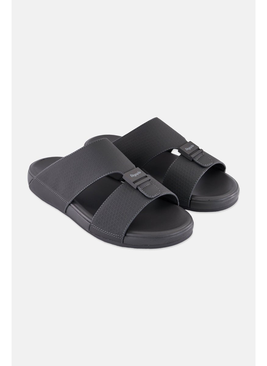 Algspar Men Slip On Arabic Sandals, Dark Grey  - Image 1