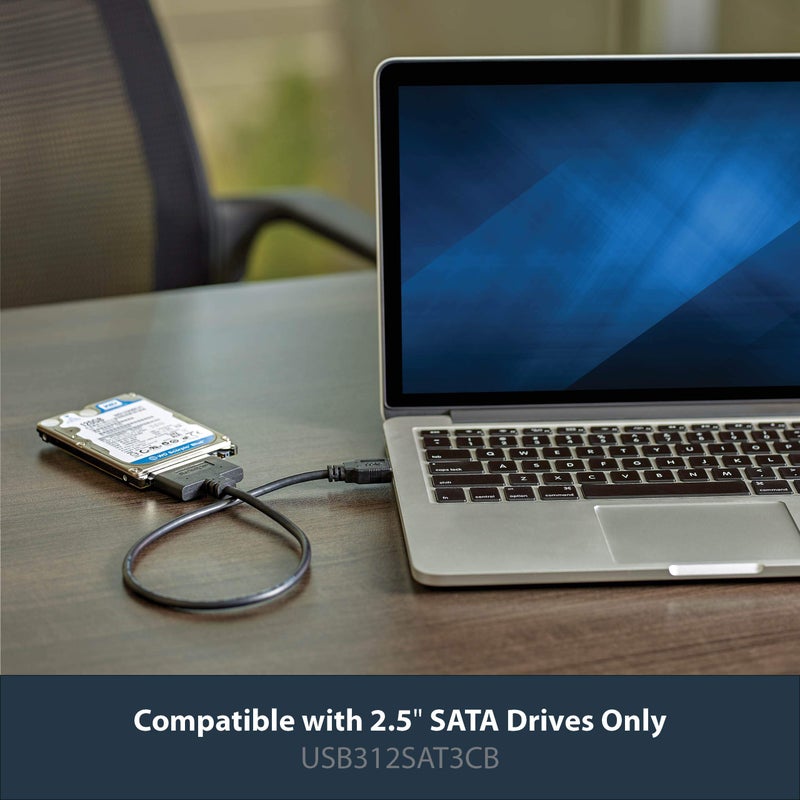 StarTech.com USB 3.1 to 2.5" SATA Hard Drive Adapter - USB 3.1 Gen 2 10Gbps with UASP External HDD/SSD Storage Converter (USB312SAT3CB) - Image 2