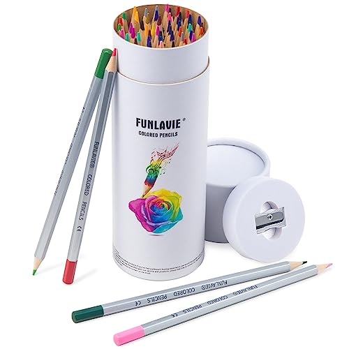 FUNLAVIE 48 Colored Pencils for Adult Coloring Books,Soft Core Coloring Set,Premium Professional Drawing Pencils for sketching & Painting, Art Supplies for Artists,Oil-Based with Sharpener - Image 1