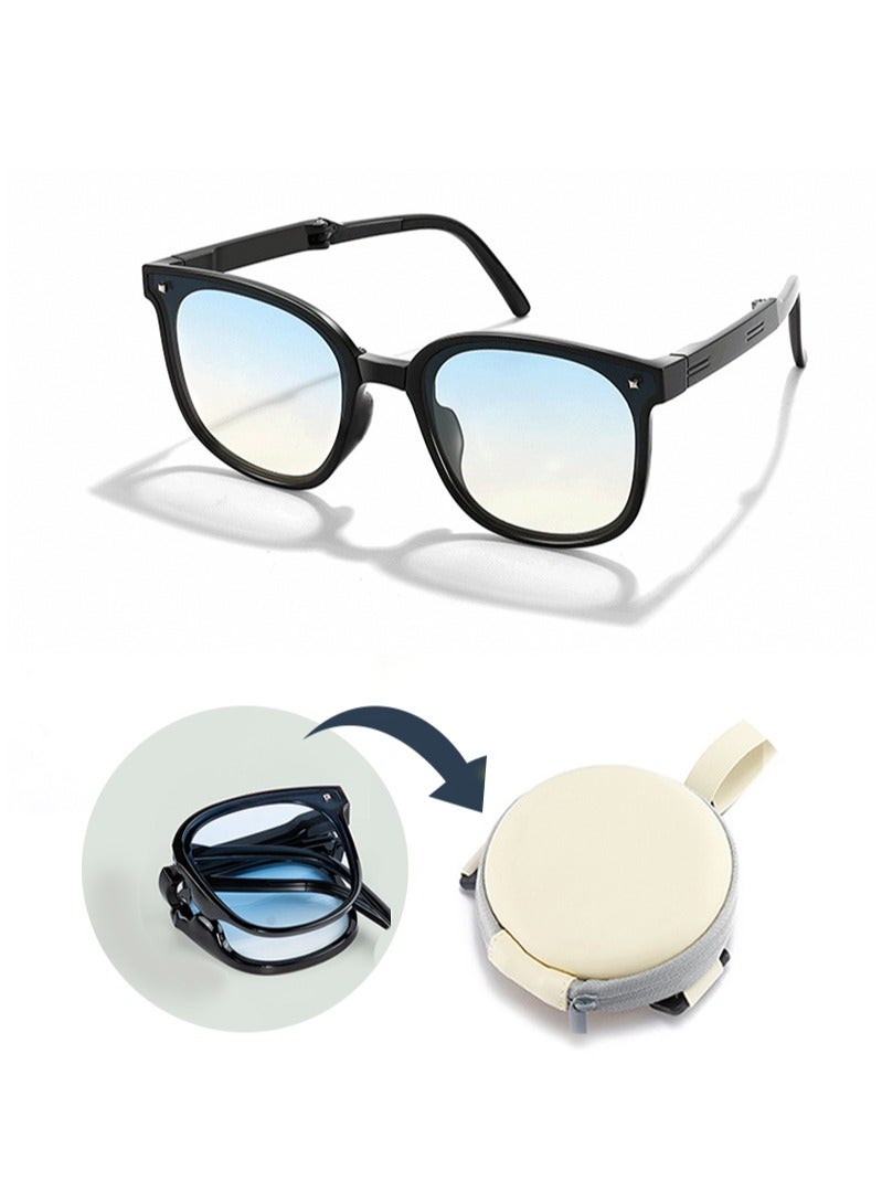 Foldable sunglasses with storage bag, stylish tawny sunglasses - Image 1