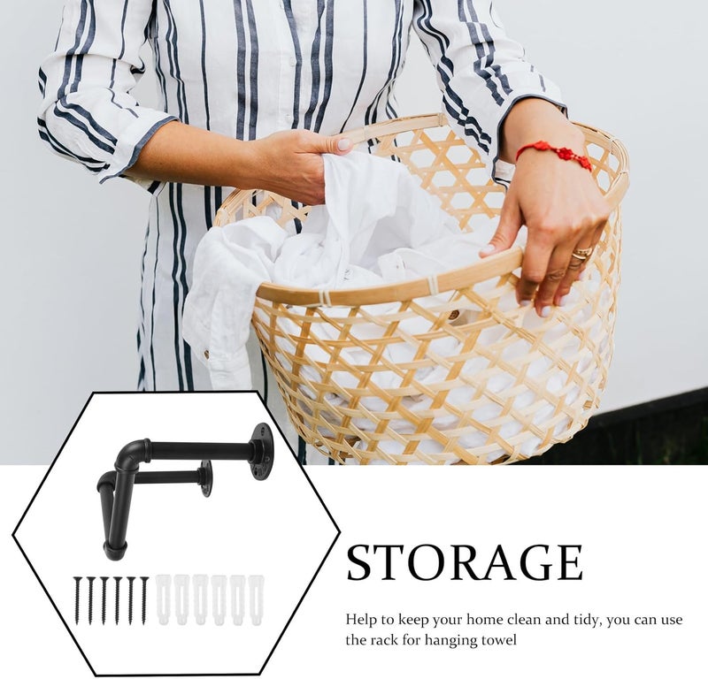 Wall-Mounted Metal Towel Rack Large 27x16x15cm Industrial Floating Storage Holder Retro Style Bathroom Hanging Rack for Home Organization - Image 4