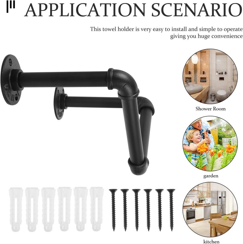 Wall-Mounted Metal Towel Rack Large 27x16x15cm Industrial Floating Storage Holder Retro Style Bathroom Hanging Rack for Home Organization - Image 5