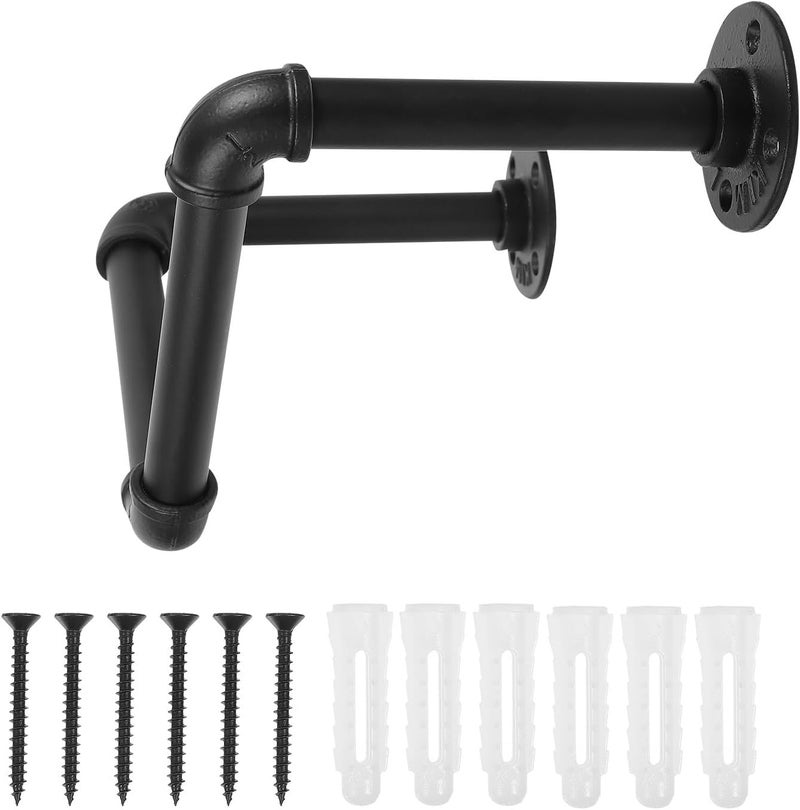 Wall-Mounted Metal Towel Rack Large 27x16x15cm Industrial Floating Storage Holder Retro Style Bathroom Hanging Rack for Home Organization - Image 1