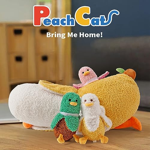 PEACH CAT Banana Duck Plush 1 Mommy 19.7" Banana Duck Stuffed Animal with 3 Cute Babies Inside, 4 Pieces Plushies Toy Set Gifts for Girls and Boys - Image 2